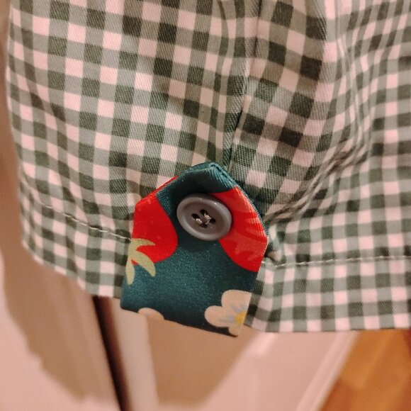 Unique Vintage Green Gingham strawberries Shelby Romper Woman Size XL/14 - Picture 6 of 11